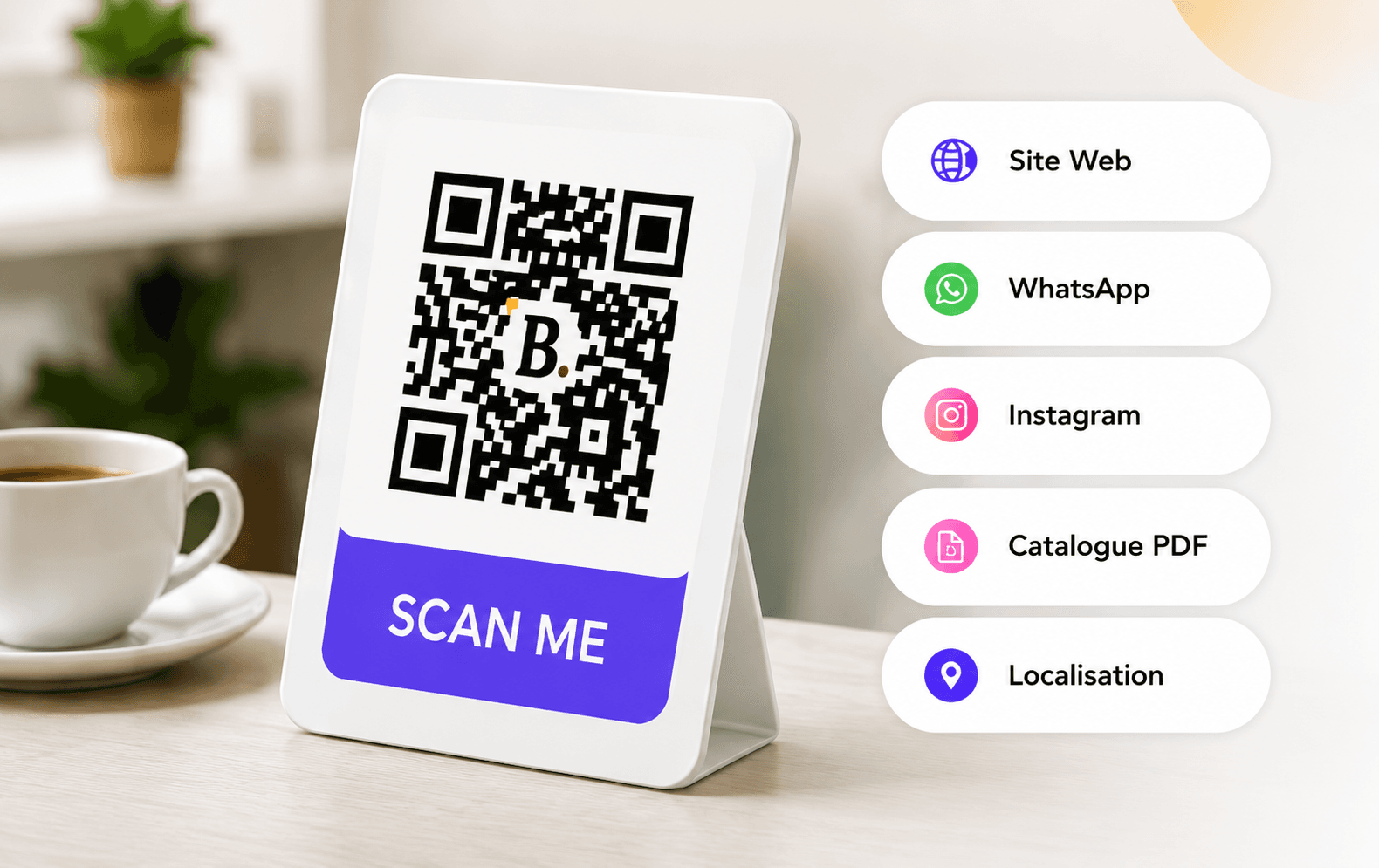 Plaquette QR avec options digitales