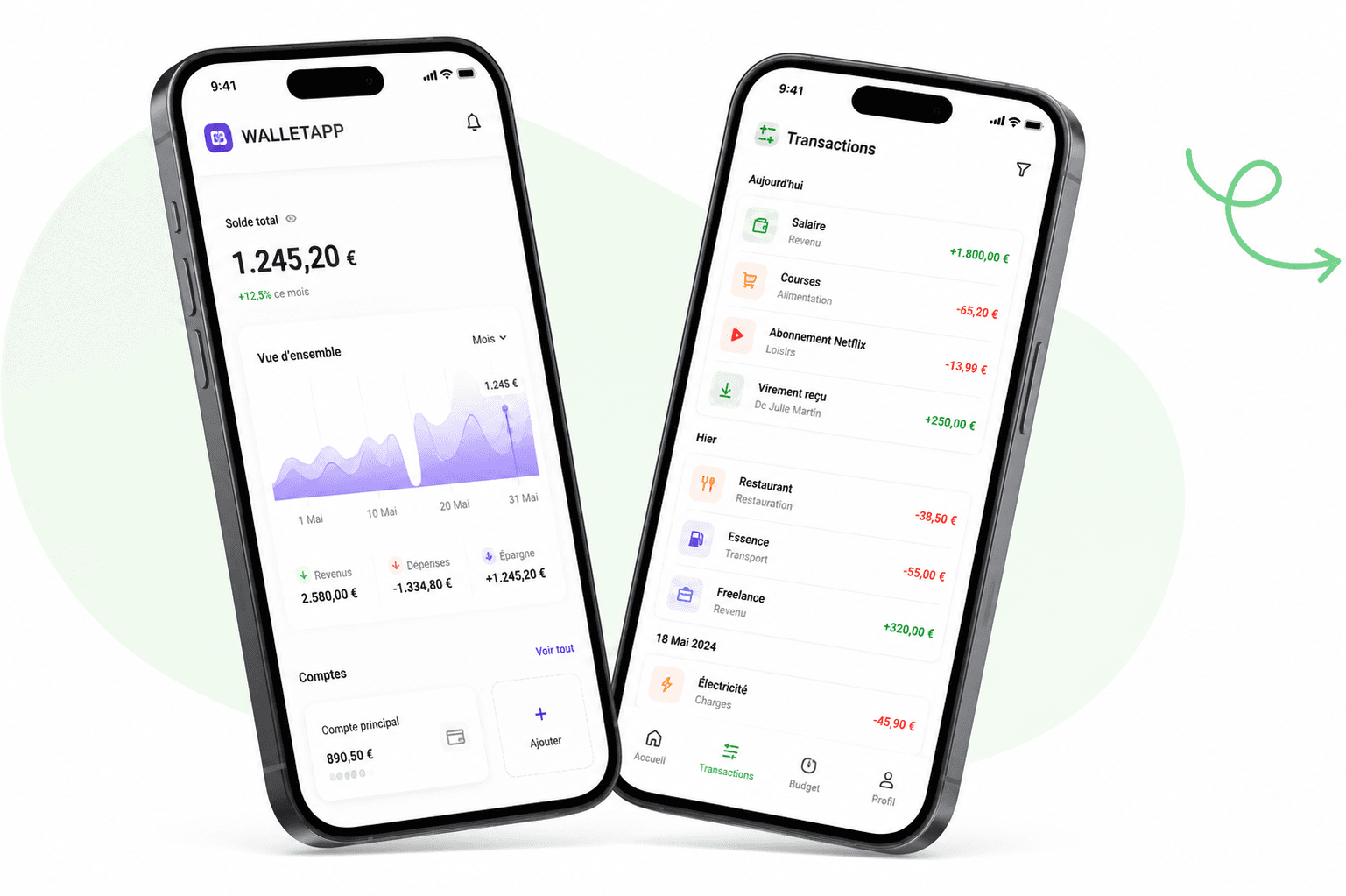 Deux smartphones avec application de gestion